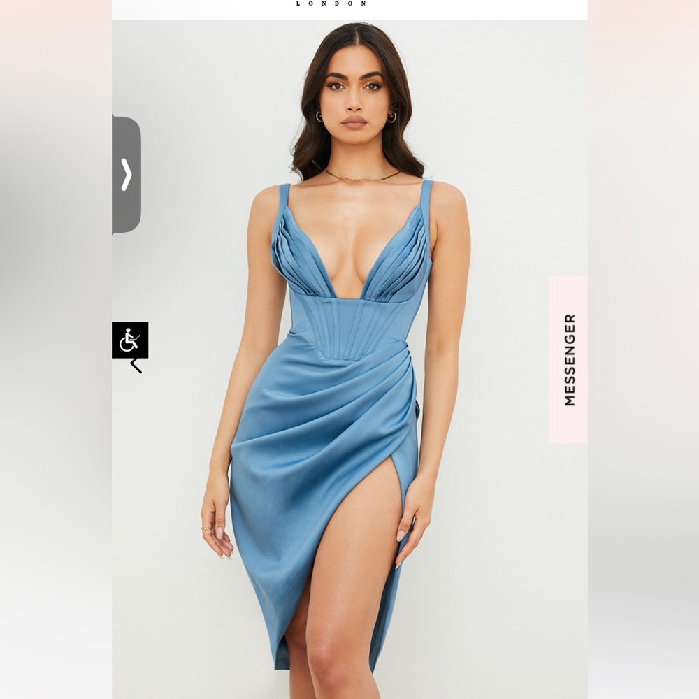 House of CB Blue Draped Dress
